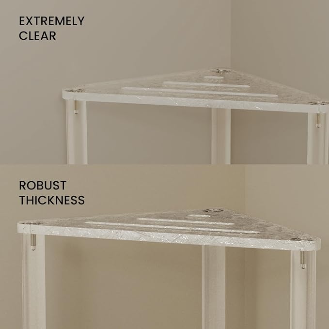 Acrylic Corner Shower Stool for Shaving Legs 11.42" D X 11.42" W X 14.37" H - Image 5