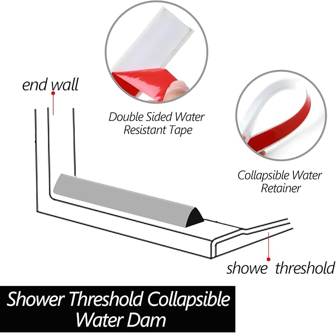 Raycity Collapsible Shower Threshold Water Dam Barrier, Shower Door and Kitchen - Image 3