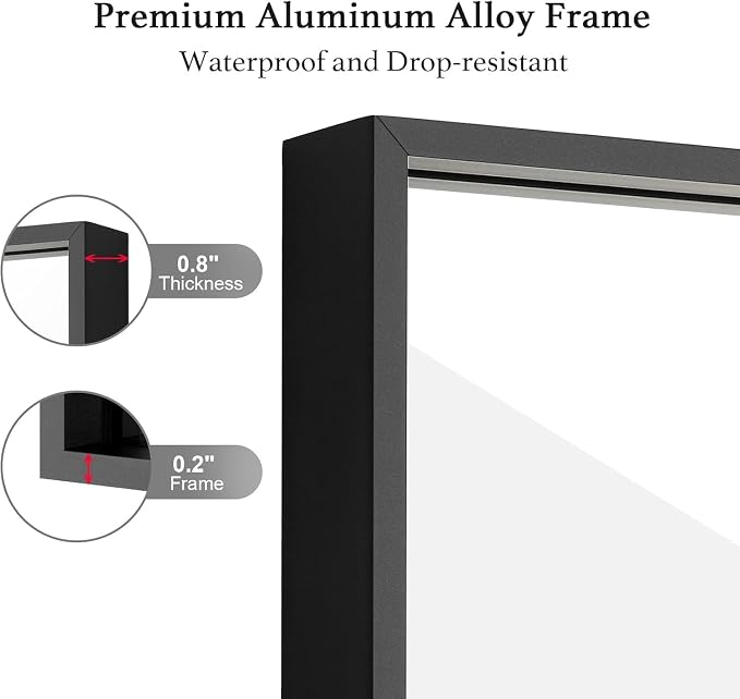24x24 Inch Black Bathroom Mirror, Copper-Free Mirror, Aluminum Alloy Frame - Image 4