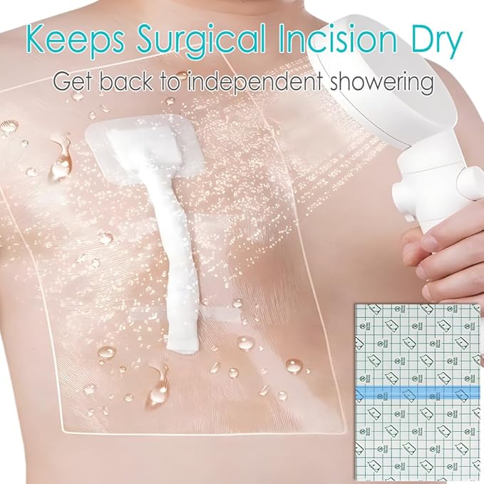 6" x 6" Shower Shields Wound Cover, Heart Monitor Shower Cover Large Waterproof - Image 3