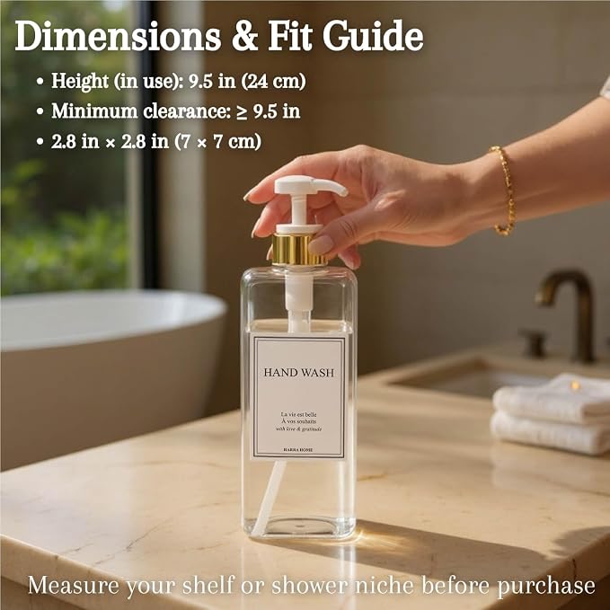 Modern Gold Design Shampoo and Conditioner Dispenser, Large 27oz Shower Soap - Image 2