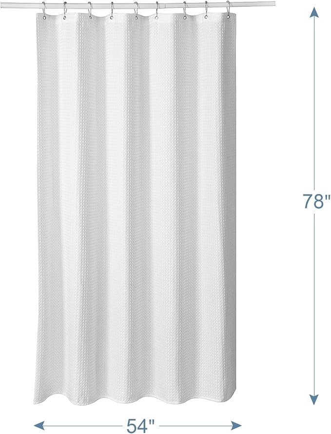 AmazerBath 54 x 78 Shower Curtain Waffle, Long Stall Shower Curtain White - Image 8