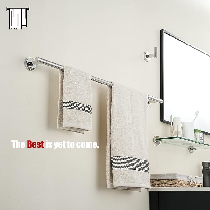 JQK Chrome Bath Towel Bar, 33 Inch 304 Stainless Steel Thicken 0.8mm Towel Rack - Image 4