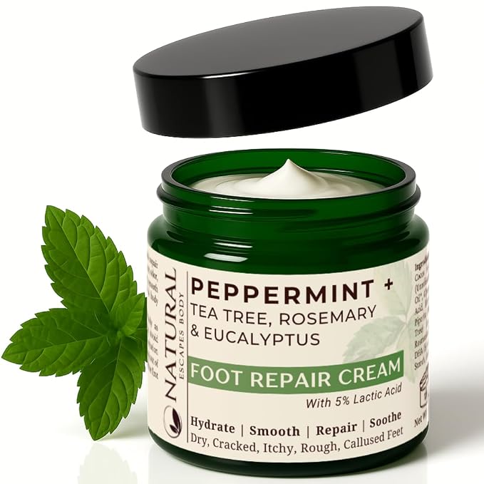 Natural Escapes Peppermint + Rosemary, Eucalyptus & Tea Tree Foot Cream by NaturalEscapes