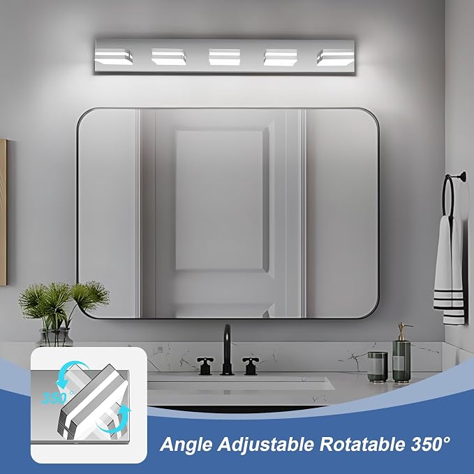 Modern LED Bathroom Lights Fixtures, Stainless Steel Chrome Acrylic Wall - Image 3