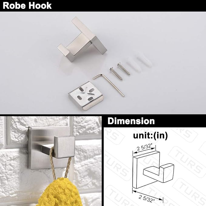 TURS 4 Pieces Bathroom Hardware Accessories Set Brushed Towel Holder Set - Image 2