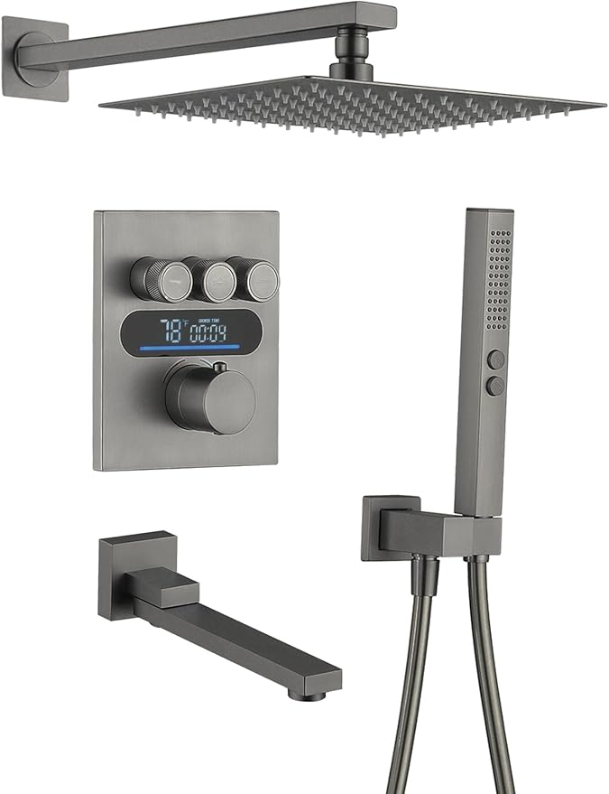 Lefton Shower System in Fahrenheit Display, 10” Overhead Shower Head by LeftonSanitary