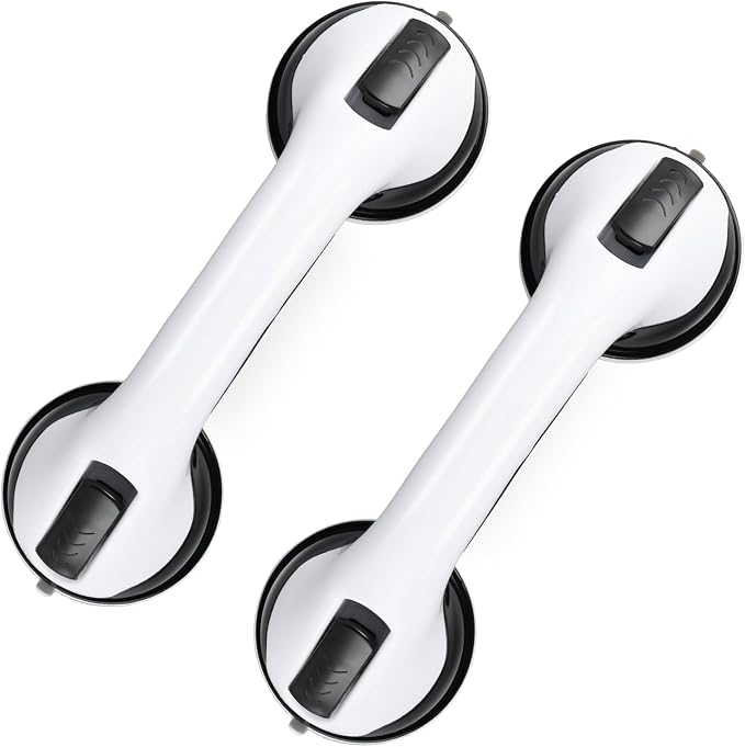 2-Pack Grab Bars for Bathtubs and Showers, 12 inch Shower Handle Suction Shower - Image 8