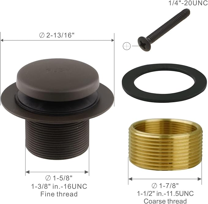 Bronze Bathtub Drain Tip-Toe Single Hole, Welsan Tub Drain Trim Set Conversion - Image 5