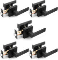 Probrico 5 Pack| Matte Black Square Privacy Door Levers Bed Bath Door Handles by Probrico