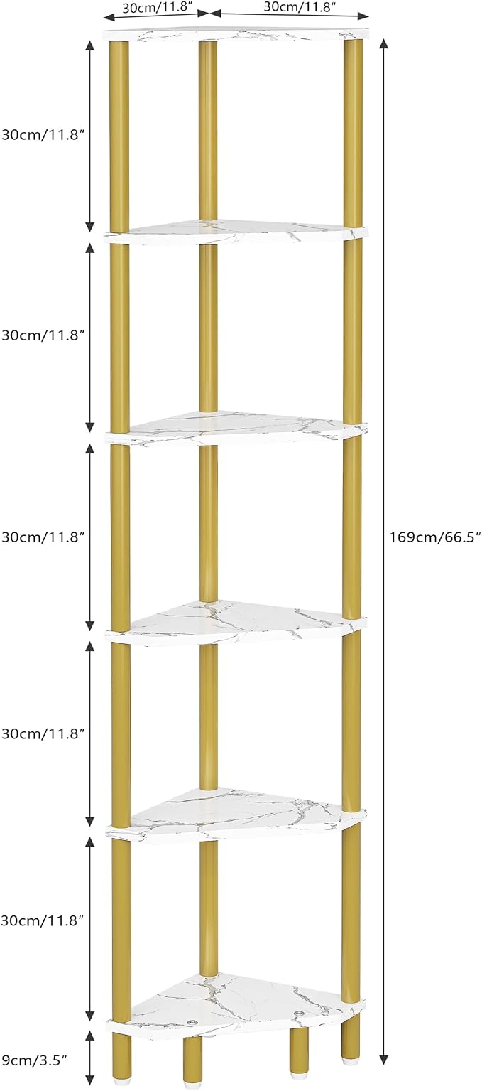6 Tier Corner Shelf, 66.5'' Tall Standing Shelf, Narrow Display Shelf Stand - Image 3