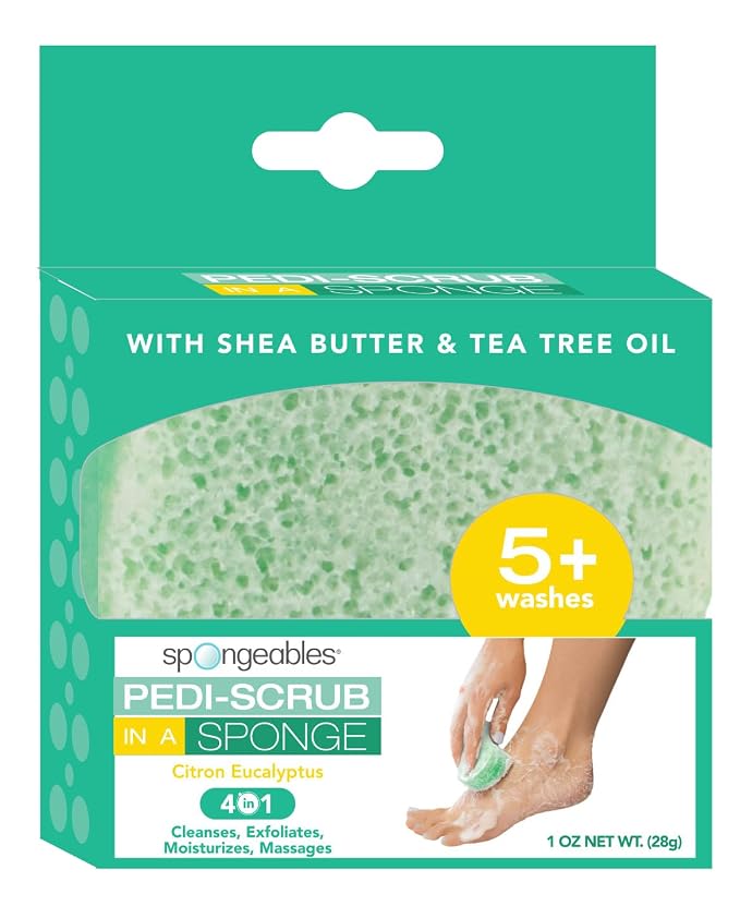 Spongeables Pedi Scrub Foot Exfoliating 5+ Wash Sponge, Citron Eucalyptus - Image 4