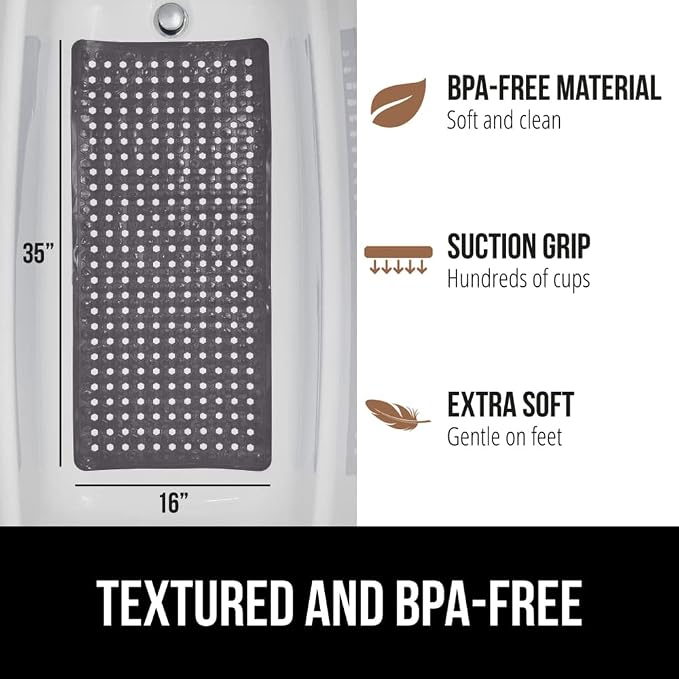 GORILLA GRIP Patented Bath Tub Shower Mat, Machine Washable Bathtub Floor Liner - Image 5