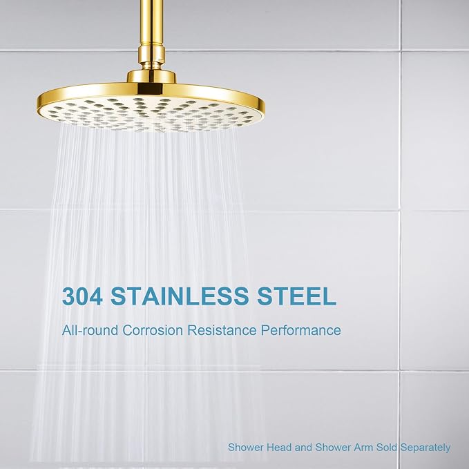 OFFO Shower Arm with Flange, Bright Gold 16 in Ceiling Mount Replacement Rain - Image 3