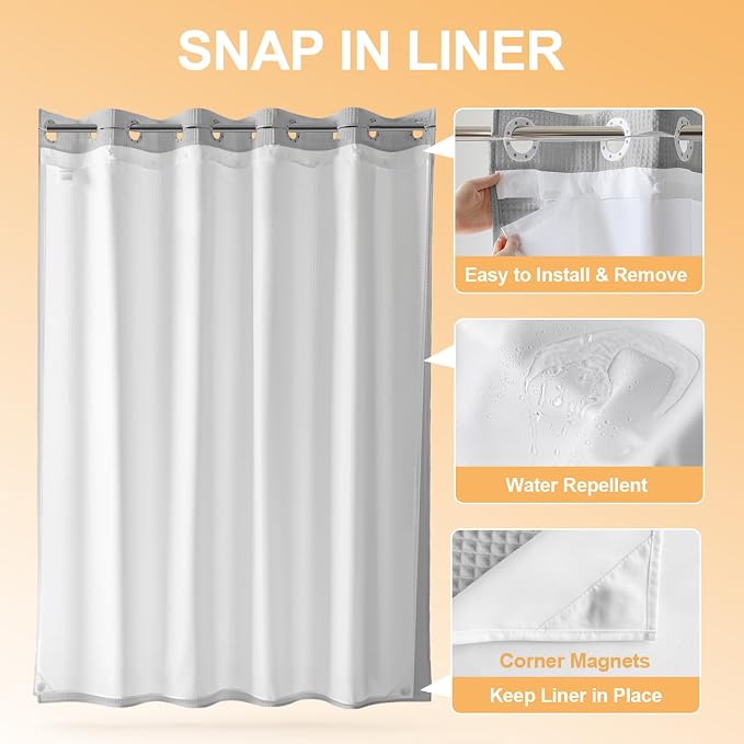 River Dream Extra Long No Hook Shower Curtain - Image 3