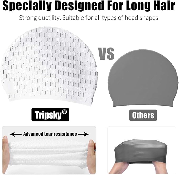 Tripsky Silicone Swim Cap, Comfortable Bathing Cap Ideal - Image 5