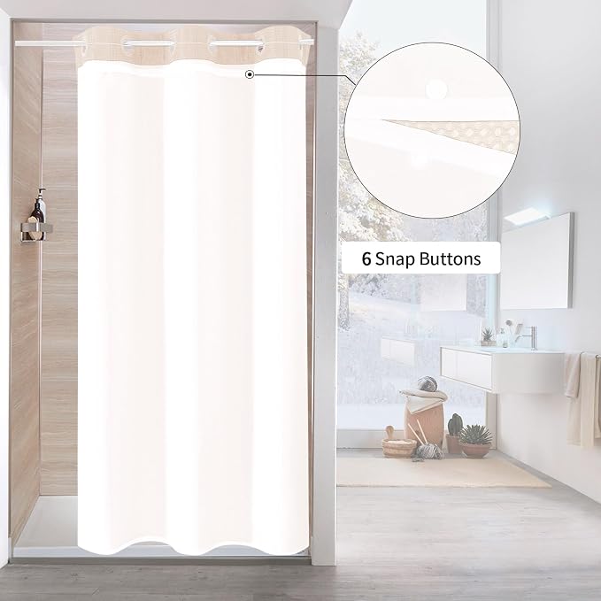 MitoVilla Pink Waffle Small Stall Shower Curtain Liner Set 36 x 74, No Hooks - Image 2