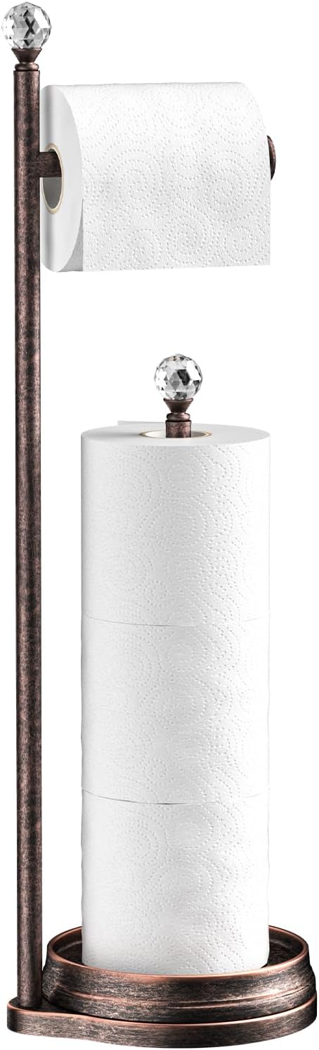 Toilet Paper Holder for Bathroom, Heavy Weighted Metal Free Standing Toilet by Kasunto