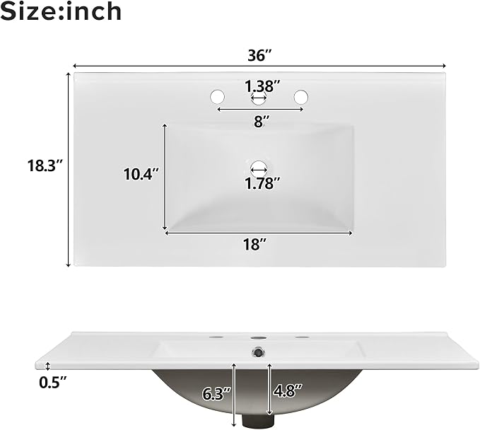 36" Bathroom Vanity with Solid Pine Frame, 1 Soft Close Door and 3 Drawers - Image 7