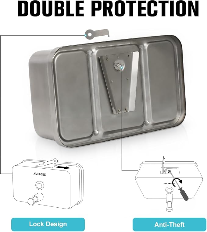 AIKE AK1005 Commercial Soap Dispenser – 37oz Capacity, Brushed Stainless Steel - Image 4