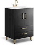 phiestina Fully Pre-Assembled Black 24 inch Bathroom Vanity, 2 Soft Close Doors by Phiestina