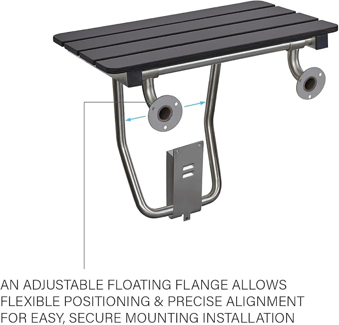 24-inch x 15-inch ADA Folding Wall Mount Bathroom Shower Seat Bench - Image 6
