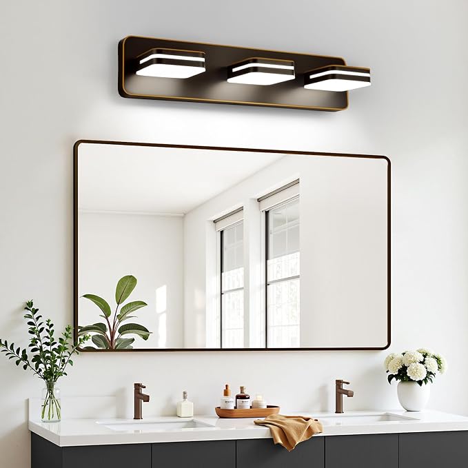 360° Rotate LED Dimmable Bathroom Vanity Light Fixtures, 1300LM Acrylic Brown - Image 8