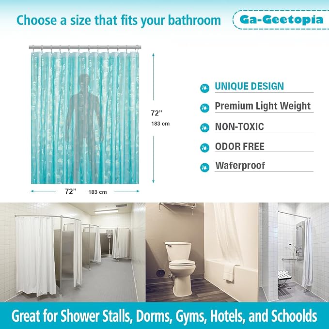 Ga-Geetopia EVA 3D Teal Pearl Water Cube Plastic Shower Curtain Liner - Image 6