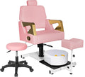 Reclining Pedicure Chair with Stool, Pedicure Station with Foot Massage Basin by V+VDLONSY