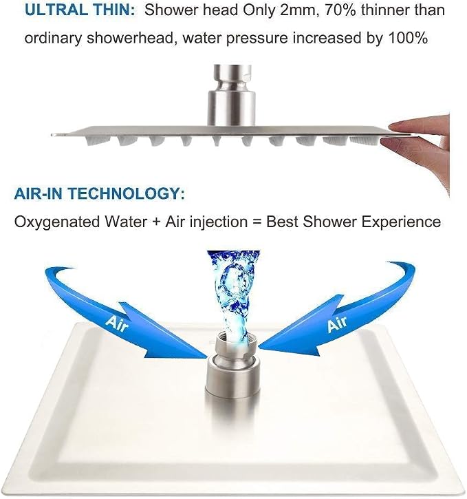 POP SANITARYWARE Shower Only Faucet Set Brushed Nickel, Bathroom Rain Mixer - Image 3