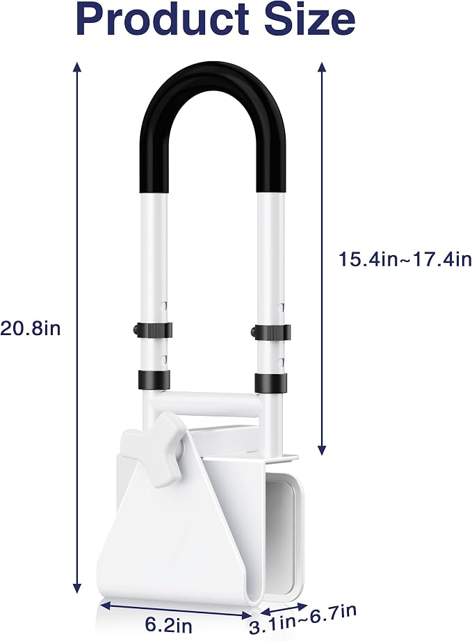 Adjustable Height Bathtub Handle Grab Bar, Bathtub Safety Rail & Shower Grab - Image 6