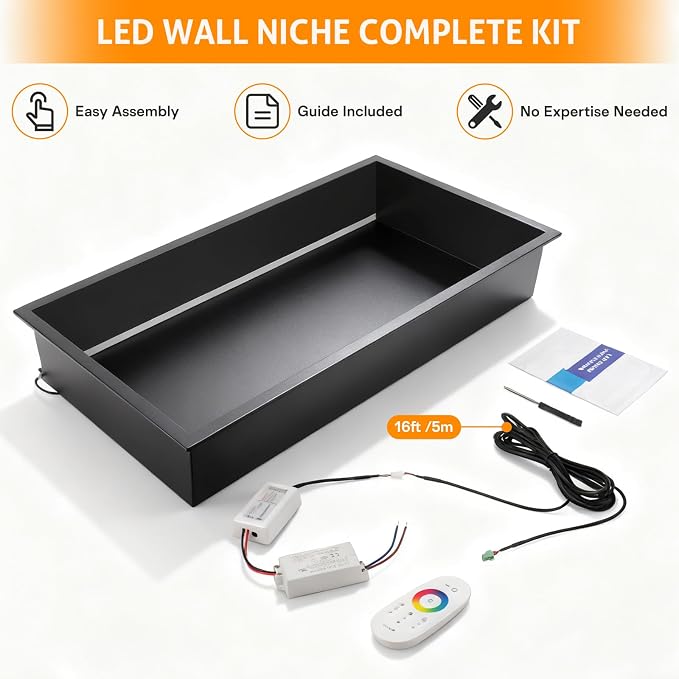 WICHEMI Stainless Steel Shower Niche 24" X 12", No Tile Needed Wall Niche - Image 7