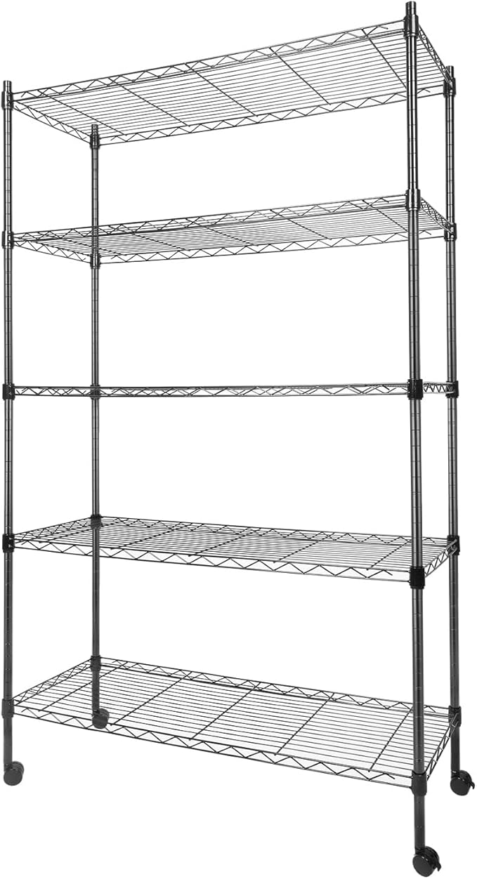 Whitmor 5 Tier Shelving Unit, Metal Storage Shelves, Heavy Duty by Whitmor