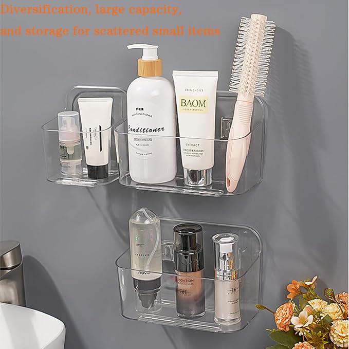 2pcs Adhesive Wall Mount Organizer Box, Acrylic Shelves - Image 2