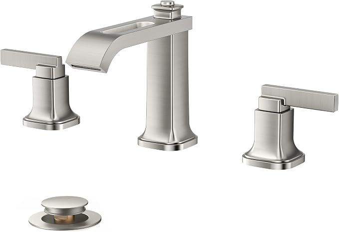 FORIOUS Brushed Nikcel Bathroom Faucet, 8 Inch Widespread Bathroom Vanity by FORIOUS