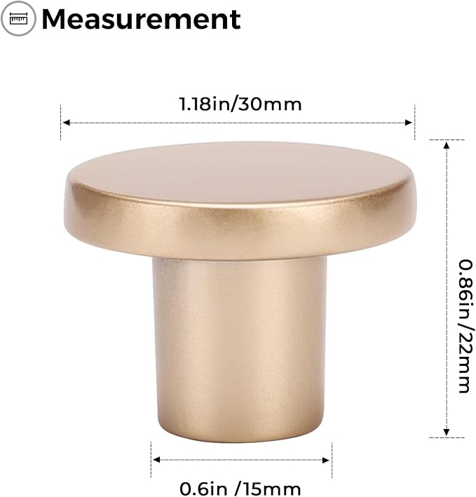 Ravinte 5 Pack Cabinet Knobs Champagne Gold Kitchen Cabinet Knobs Round Dresser - Image 3