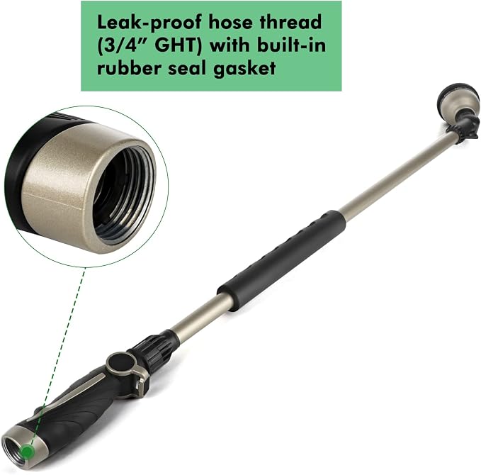 RESTMO 36” Long Watering Wand, Metal Garden Hose Wand - Image 5