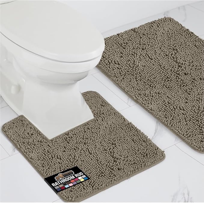 GORILLA GRIP Bathroom Rug Sets, Soft Chenille 2 Piece Area Rugs Set, Toilet by GorillaGrip