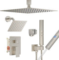 Rain Shower System Brushed Nickel Shower Faucet Set, Dual Rainfall Shower Head by FAROLAN