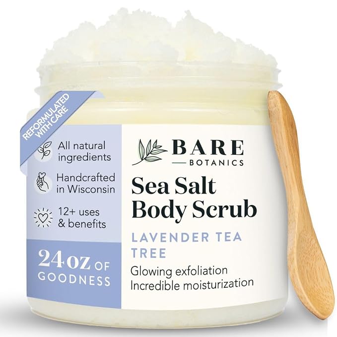 Bare Botanics Lavender Tea Tree Body Scrub 24oz | Made in Madison, WI | All by BareBotanics