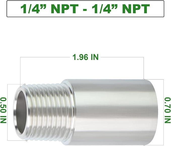 TAISHER 2PCS Stainless Steel Pipe Fittings, 1/4" NPT Male x 1/4" NPT Female - Image 4