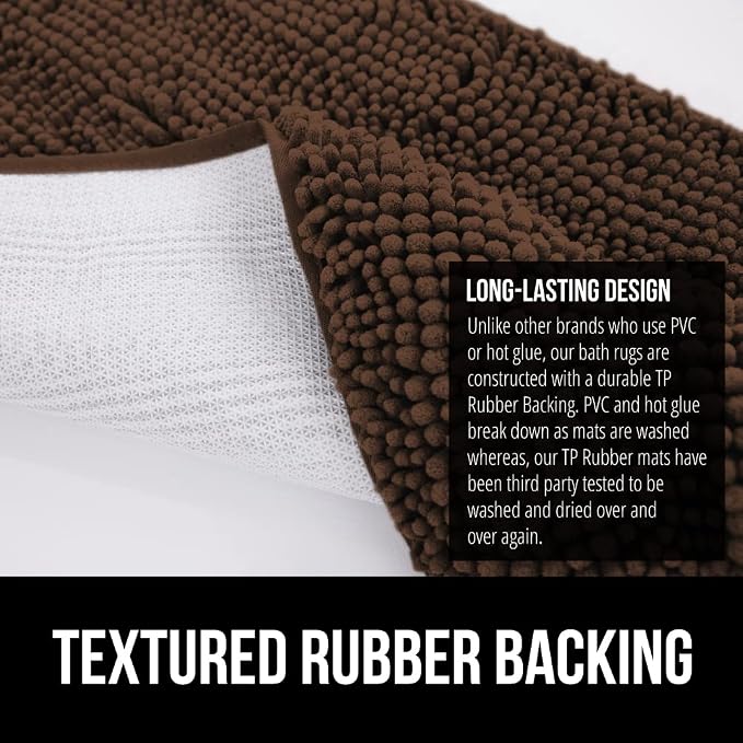 GORILLA GRIP Bath Rug Mat 44x26, Thick Soft Absorbent Chenille, Quick Dry - Image 5