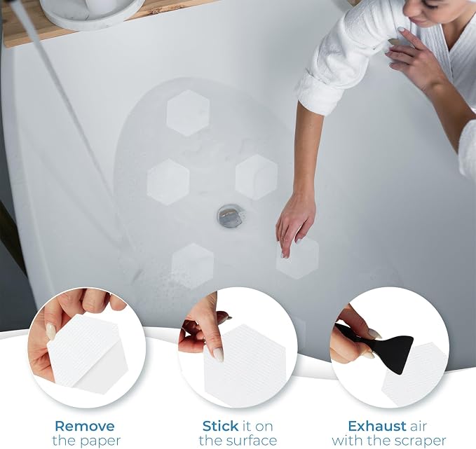 Anti-Slip Shower Stickers for Tub & Shower Floor — Original White Hex Non-Slip - Image 3