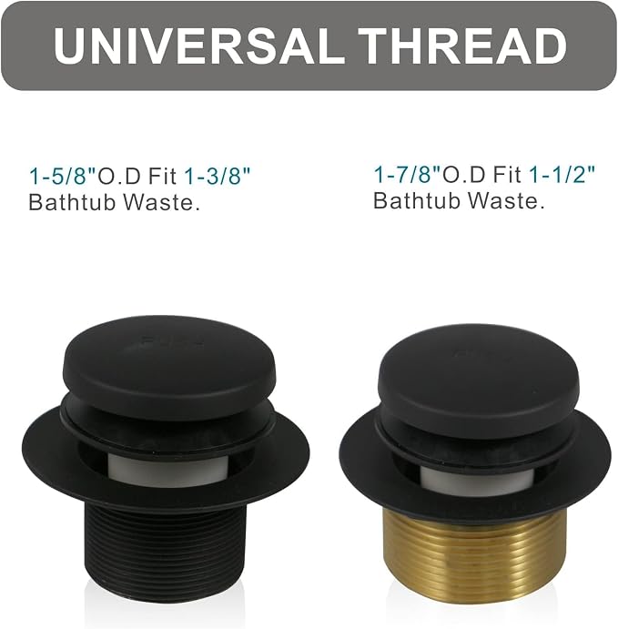 Black Bathtub Drain Tip-Toe Single Hole, Welsan Tub Drain Trim Set Conversion - Image 4