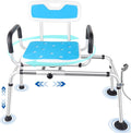 Sliding Shower Chair, Height Adjustable Tub Transfer Bench, 360° Shower Swivel by Jhkopqe
