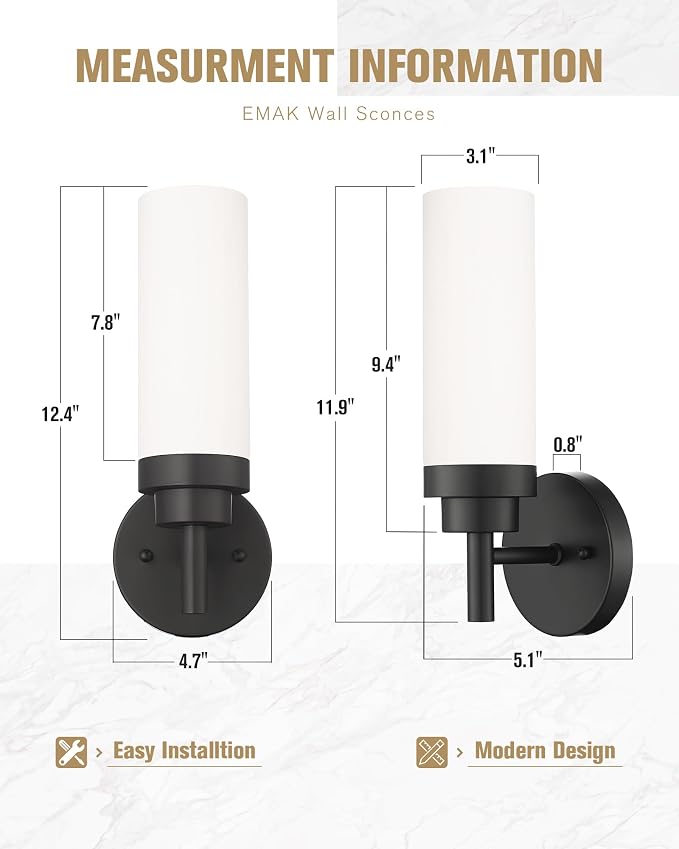 Emak Modern Wall Sconce Set of 2, Farmhouse Wall Lamp - Image 4