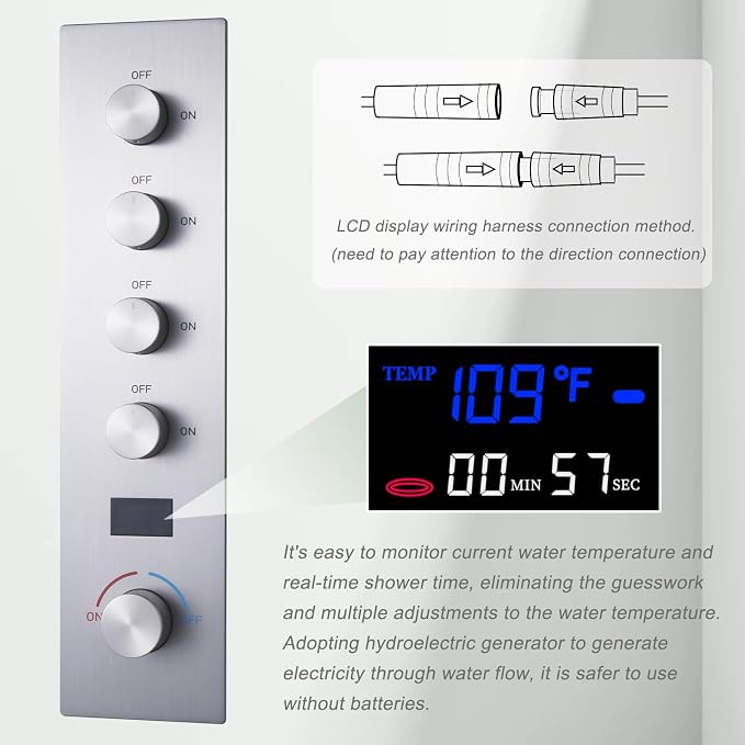 Brushed Nickel Digital Display Shower System - Image 3