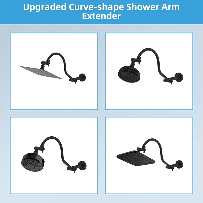 Hibbent All Metal Upgraded 18'' Shower Head Extension Arm, Shower Arm - Image 5