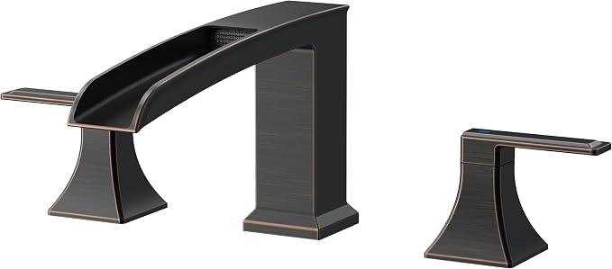 FORIOUS Waterfall Bathtub Faucet Set 3 Hole Oil Rubbed Bronze, 2 Handle Deck by FORIOUS