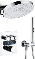 Lefton Shower System in Fahrenheit Display, 13” Overhead Round Rainfall Shower by LeftonSanitary